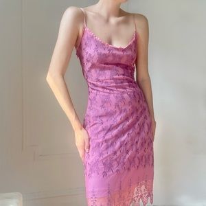 Vintage Betsey Johnson Pink Mesh Lace Dress